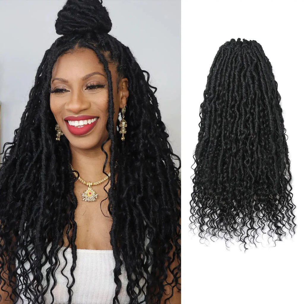 Toyotress Boho Locs With Human Hair Curls Pre Looped Goddess Boho Dreadlocks Curly Full Ends Hair Extensions