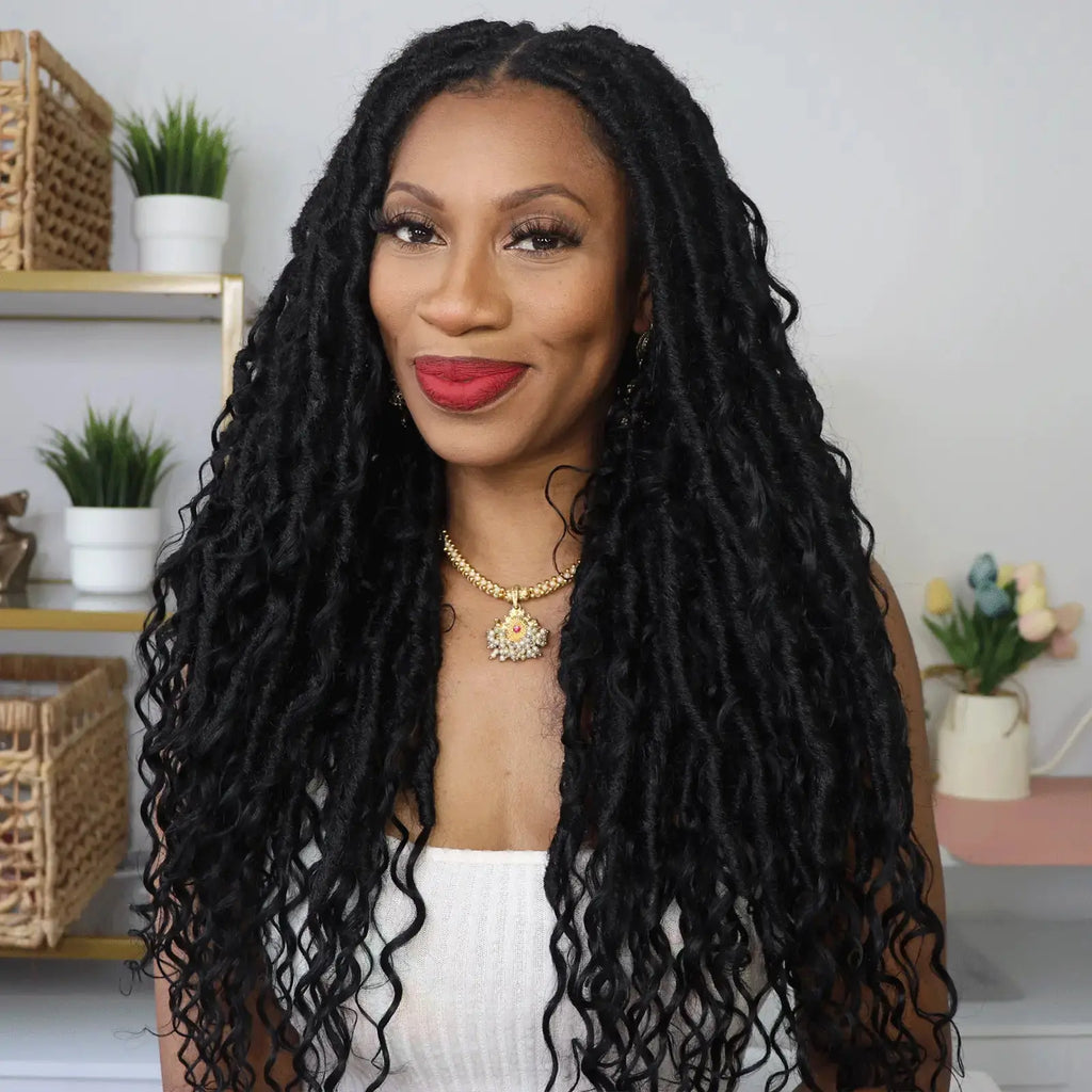 Toyotress Boho Locs With Human Hair Curls Pre Looped Goddess Boho Dreadlocks Curly Full Ends Hair Extensions