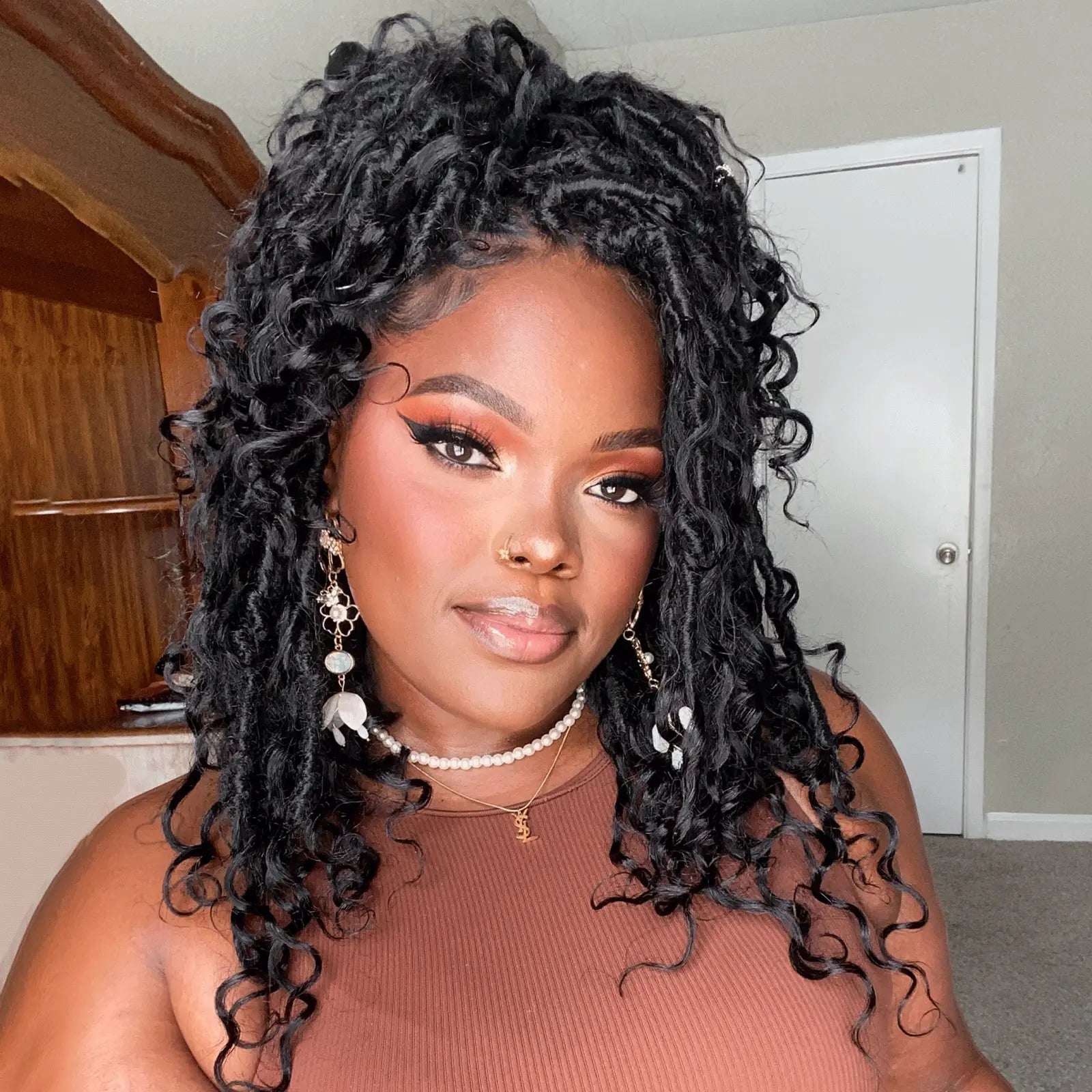 Toyotress Crochet Boho Locs Braiding Hair With Human Hair Curls Pre Looped Goddess Boho Dreadlocks Curly Full Ends Hair Extensions