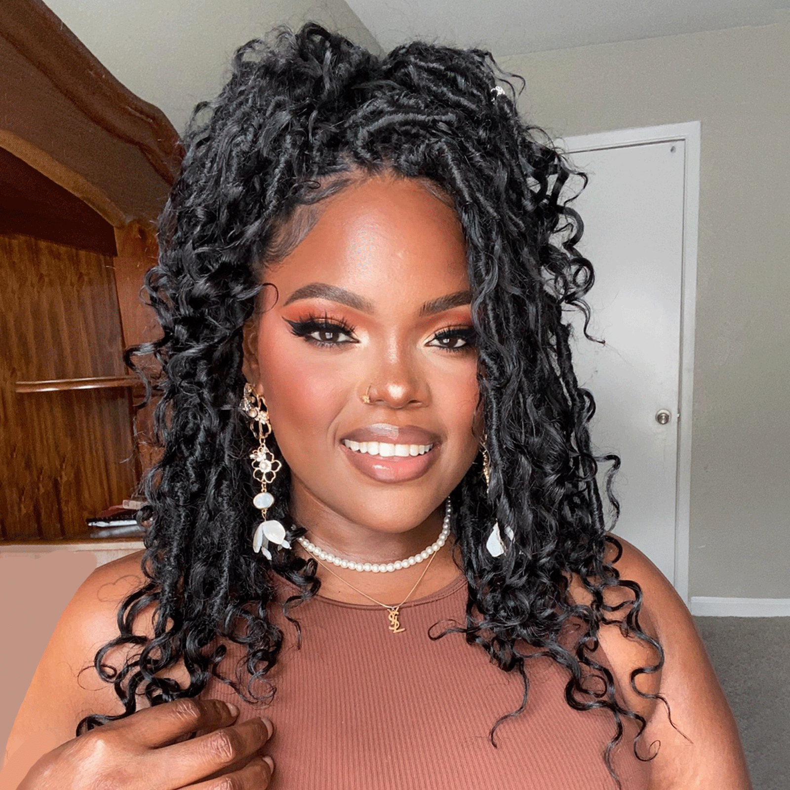 Toyotress Boho Locs With Human Hair Curls Pre Looped Goddess Boho Dreadlocks Curly Full Ends Hair Extensions