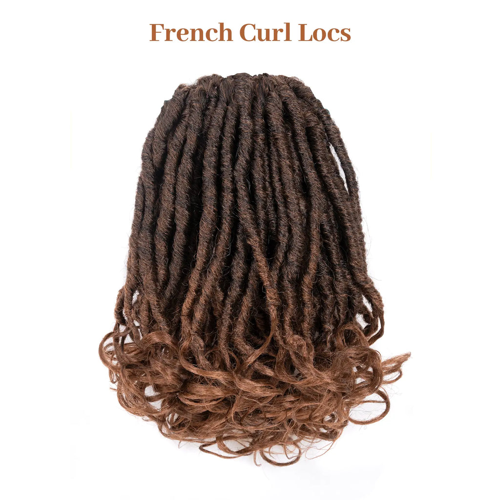 ( US ONLY) FAST SHIPPING FC | Toyotress® French Curl Locs Crochet Hair Curly Faux Locs 8 Packs Black Pre-Looped Crochet Hair with Curly ends Crochet Hair with Soft Curly Wave Ends Hair Extensions Toyotress