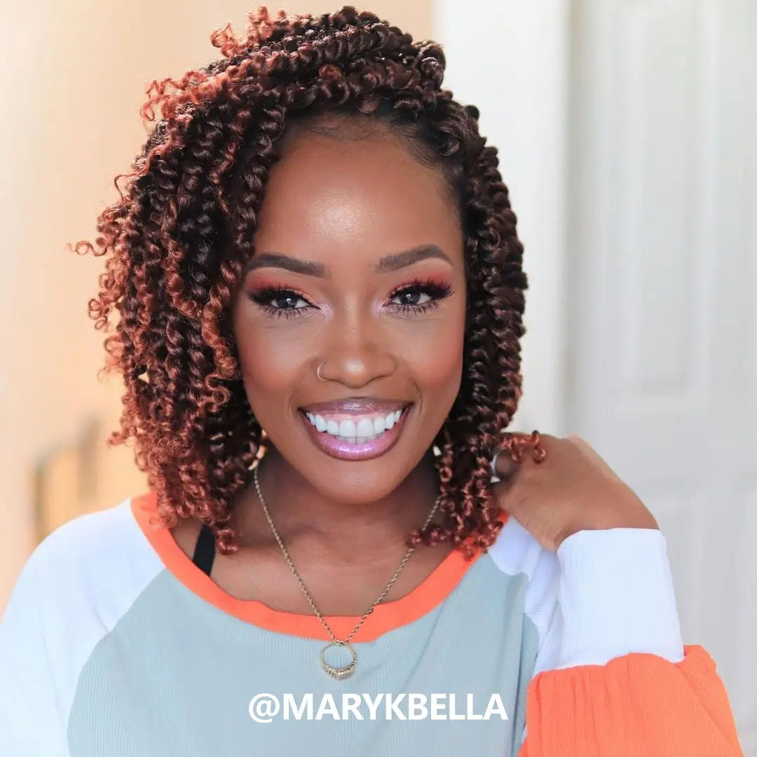 Tiana Passion Twist Hair - 10 inches (12 strands/pack) Short Pre-Twisted Pre-Looped Passion Twists Crochet Braids Made Of Bohemian Hair Synthetic Braiding Hair Extension - Toyotress