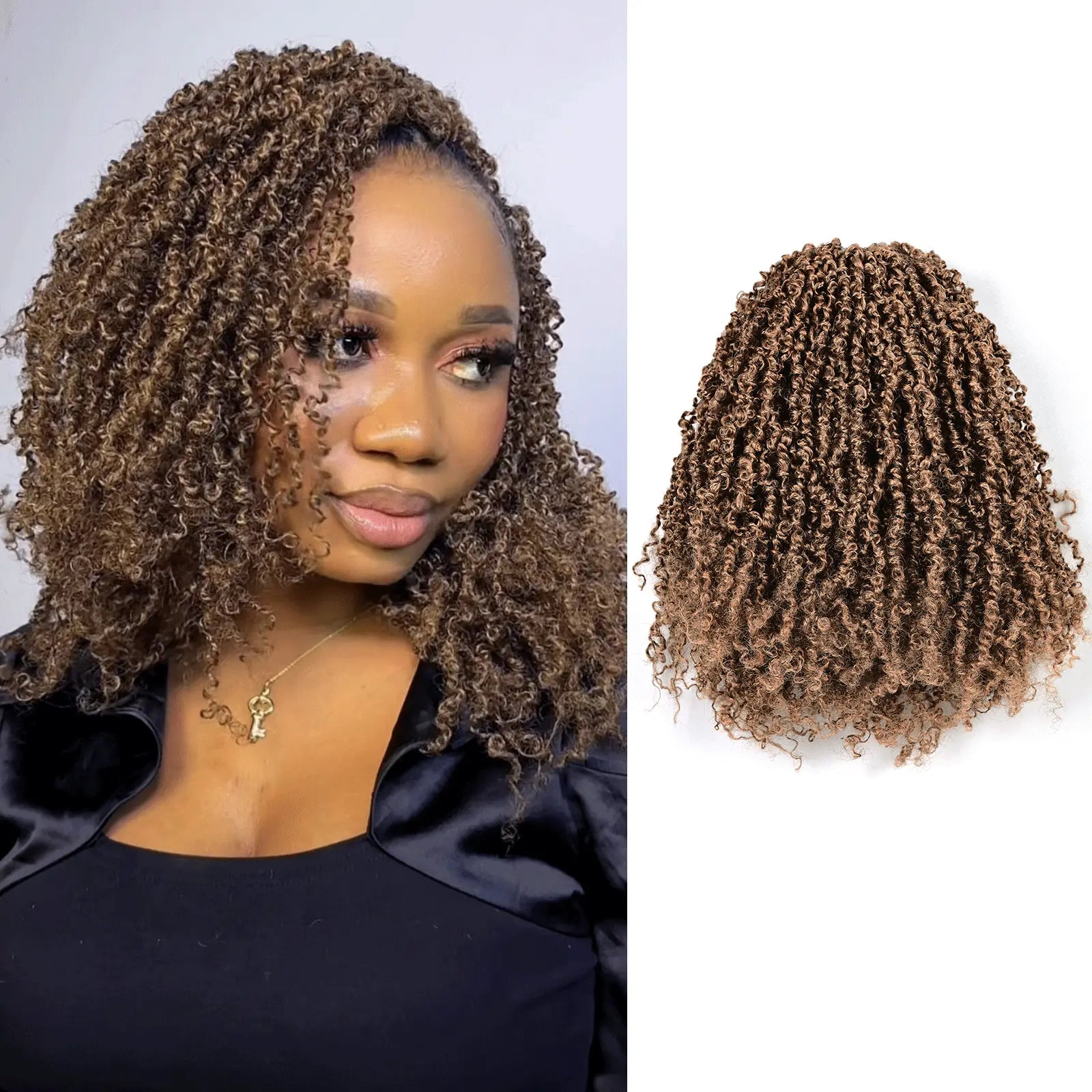 8 Packs YT | Toyotress® Yanky Twist Mix-color Yanky Twist Braiding Hair with Curls Fluffy Marlybob Crochet Hair Pre Twisted Short Passion Twist Crochet Braids Synthetic Hair Extensions for Women Toyotress