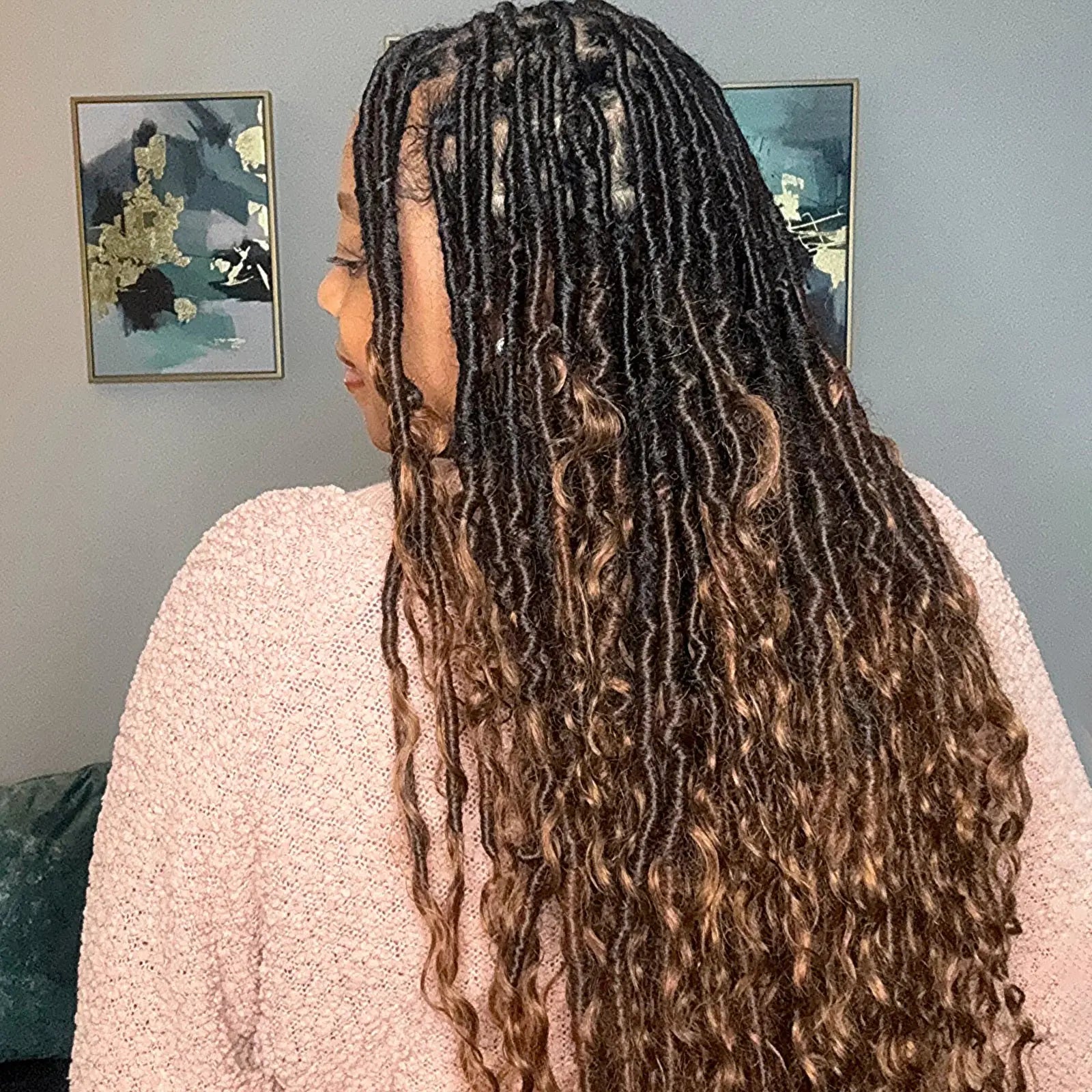 Toyotress Crochet Boho Locs Braiding Hair With Human Hair Curls Pre Looped Goddess Boho Dreadlocks Curly Full Ends Hair Extensions