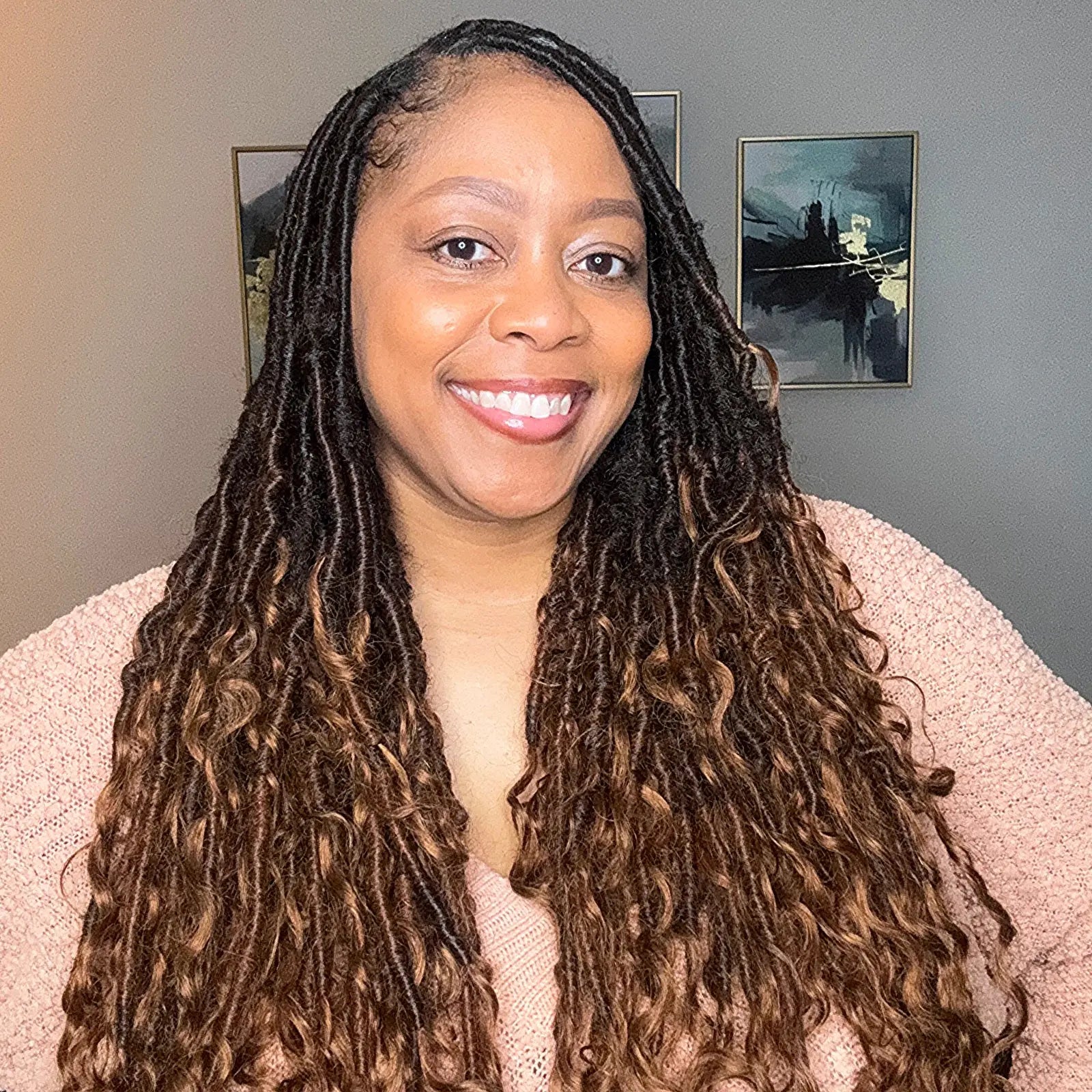 1 Pack PHLOCS | Toyotress® Updated Boho Locs Braiding Hair With Human Hair Curls Pre Looped Goddess Boho Dreadlocks Curly Full Ends Hair Extensions Toyotress