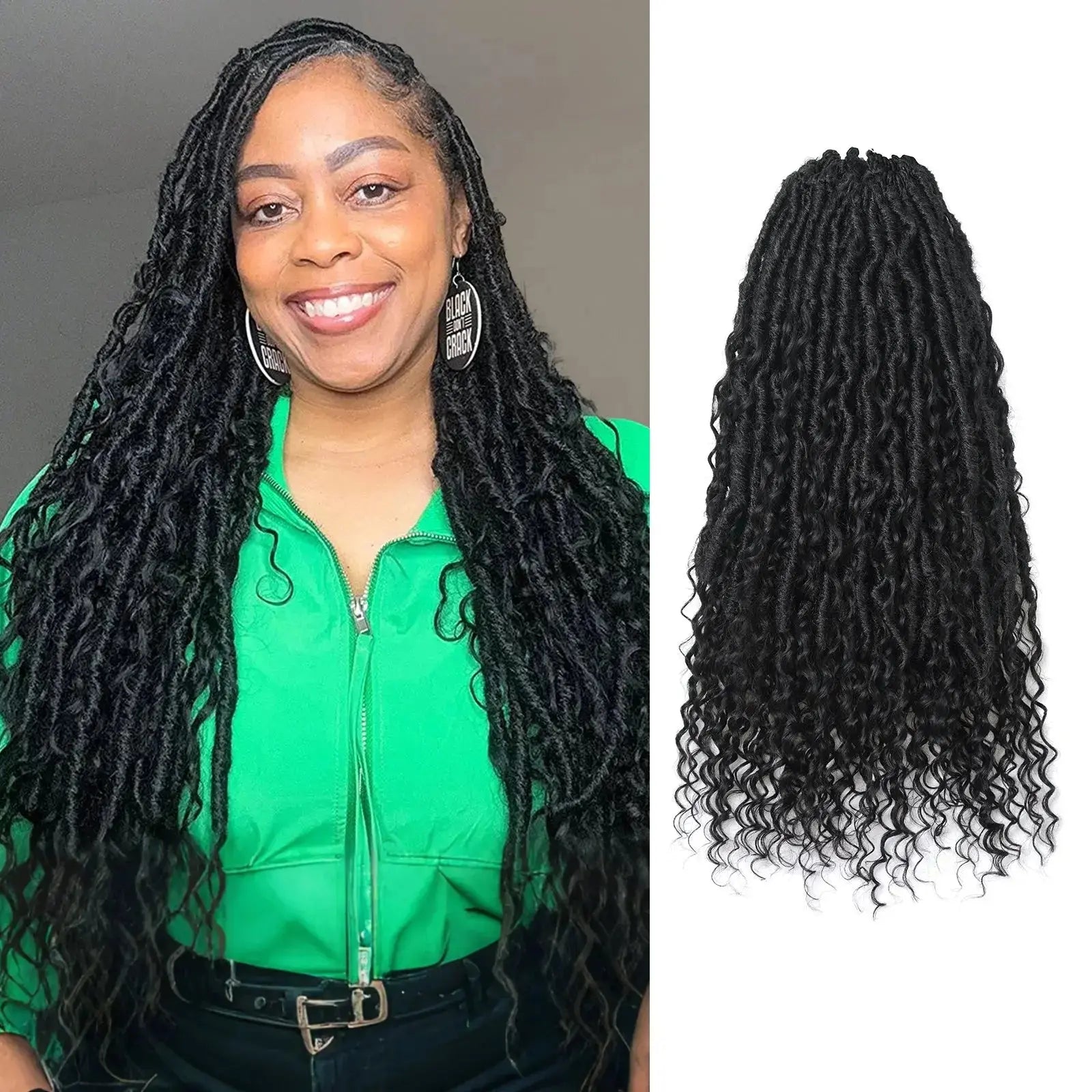 Toyotress Boho Locs With Human Hair Curls Pre Looped Goddess Boho Dreadlocks Curly Full Ends Hair Extensions