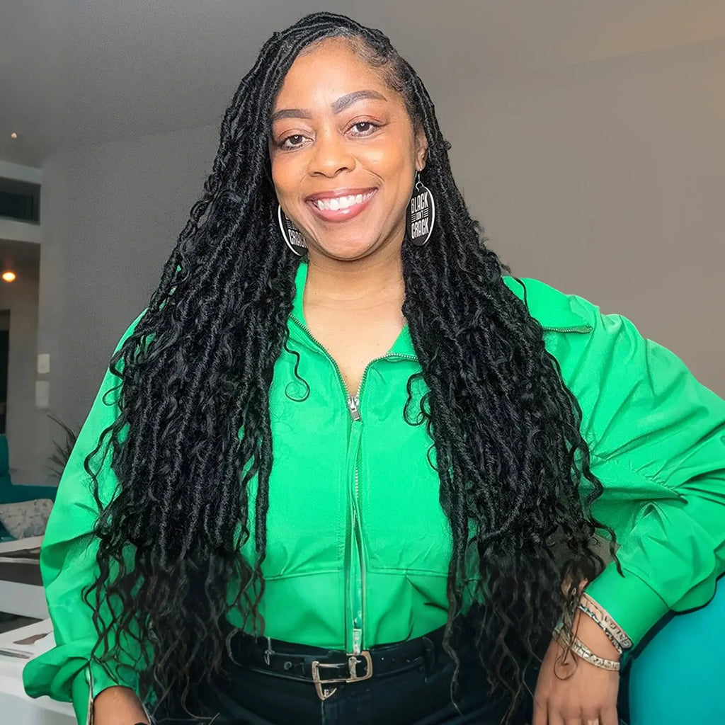 Toyotress Boho Locs With Human Hair Curls Pre Looped Goddess Boho Dreadlocks Curly Full Ends Hair Extensions