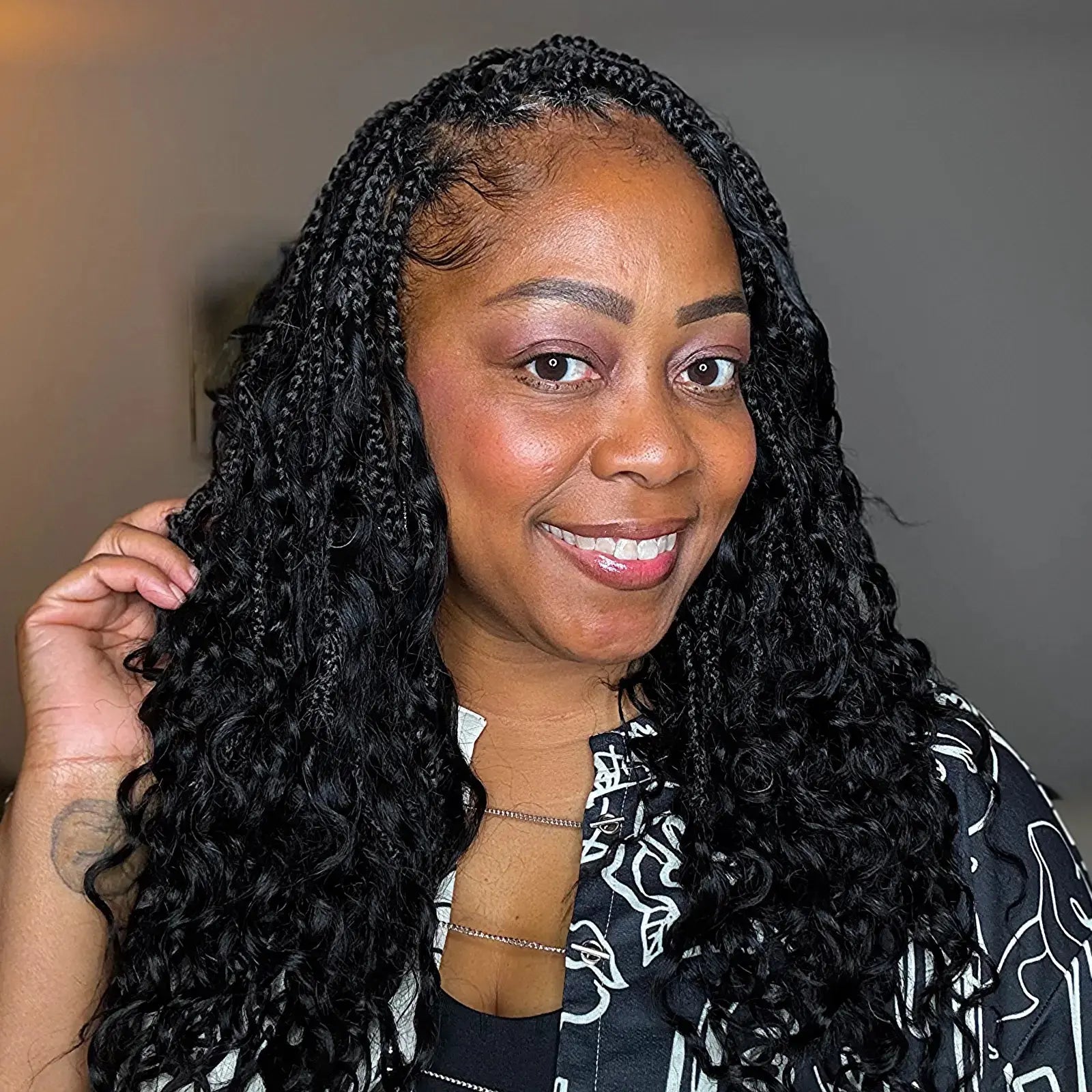 8 Packs HBraids | Toyotress® Crochet Boho Box Braids with Human Hair Curls, Women's Pre-looped Goddess Braiding Hair for Daily Usage - Protective Hairstyle for Special Occasion Summer Vacation Toyotress