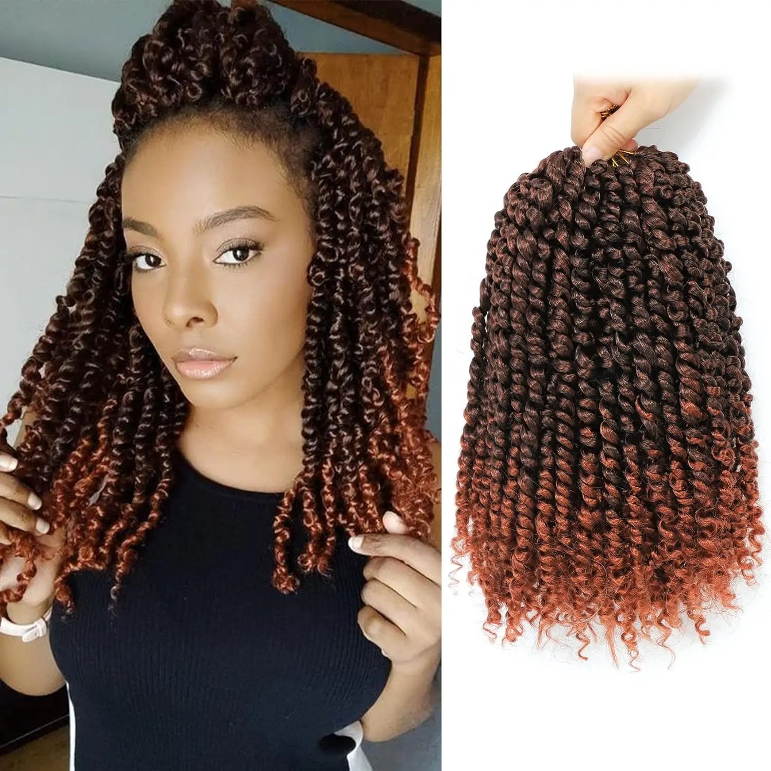 Toyotress Tiana Passion Twist Hair Pre-Twisted Pre-Looped Passion Twists Crochet Braids Made Of Bohemian Hair Synthetic Braiding Hair Extension