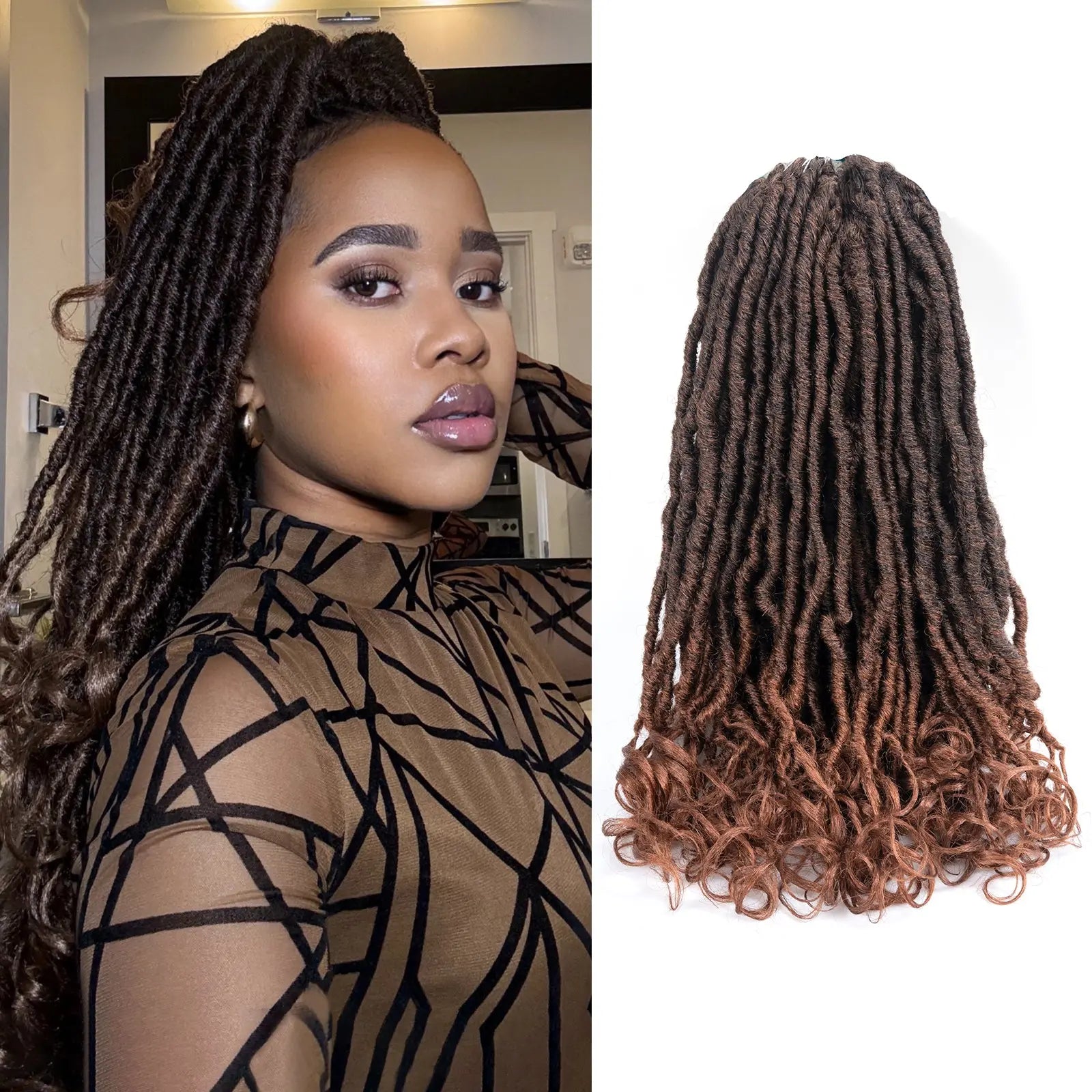 Toyotress Unique French Curl Locs Crochet French Locs With Curly Ends Crochet Hair Pre Looped French Curl Braiding Hair for Women
