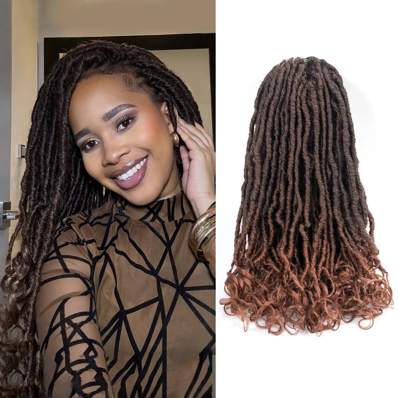 Toyotress Unique French Curl Locs Crochet French Locs With Curly Ends Crochet Hair Pre Looped French Curl Braiding Hair for Women