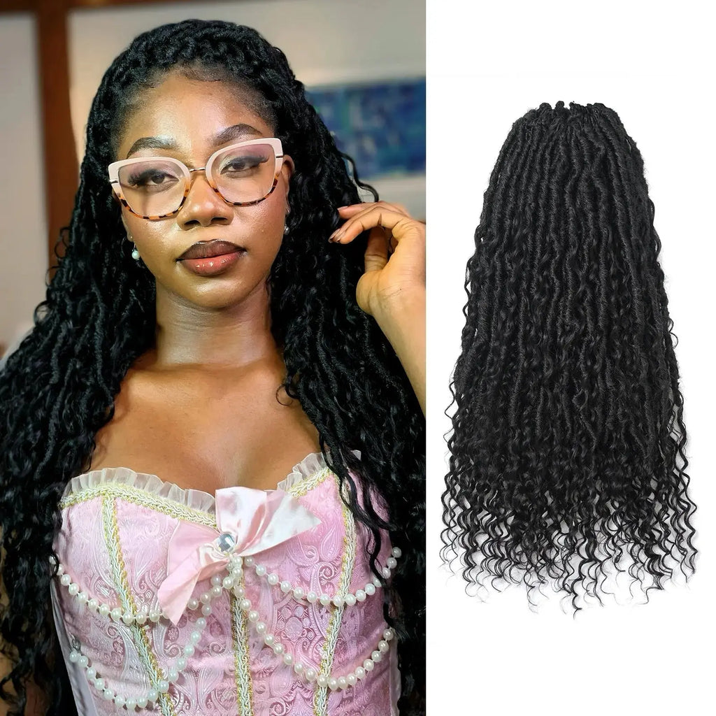 Toyotress Boho Locs With Human Hair Curls Pre Looped Goddess Boho Dreadlocks Curly Full Ends Hair Extensions