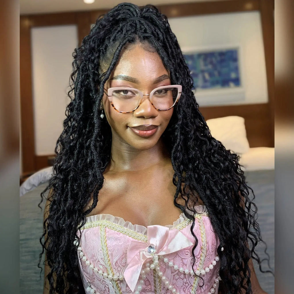 Toyotress Boho Locs With Human Hair Curls Pre Looped Goddess Boho Dreadlocks Curly Full Ends Hair Extensions