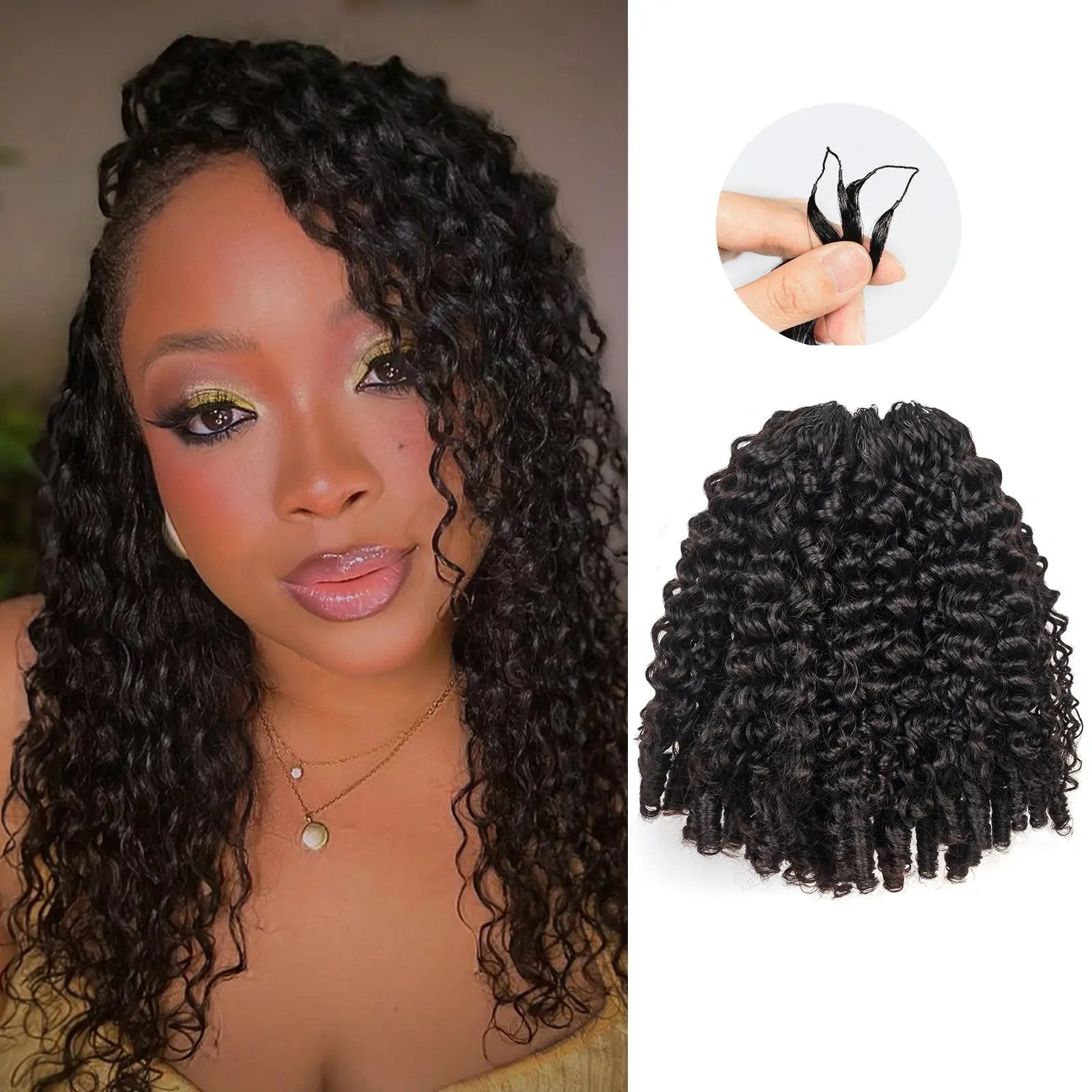 Toyotress® Human Crochet Hair Burmese Curly Hair Feather-Line Invisible Knotless Braiding Hair Extensions