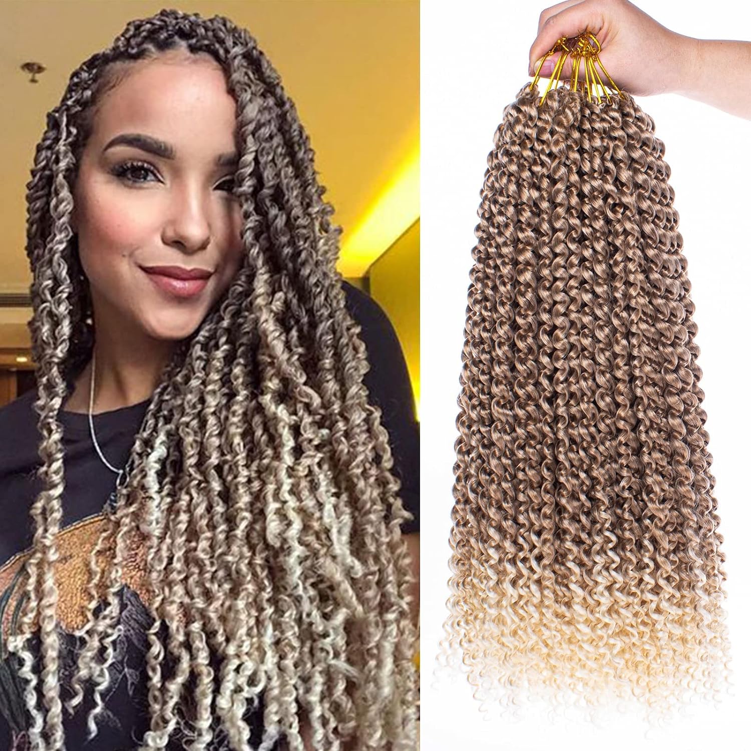 Clearance | TOYOTRESS Water Wave Passion Twist Hair 6/7 Packs - Ombre Orange Water Wave Crochet Braids Synthetic Braiding Hair Extensions