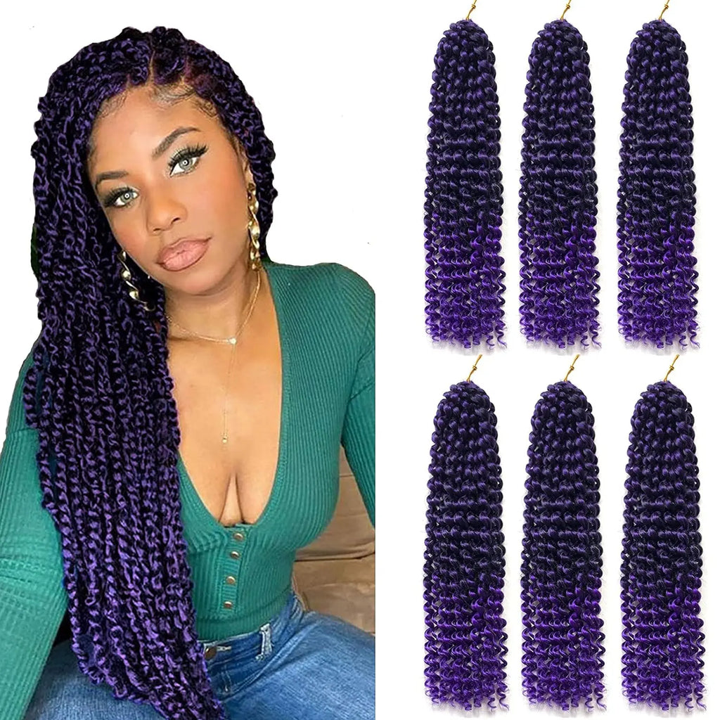 Clearance | TOYOTRESS Water Wave Passion Twist Hair 6/7 Packs - Ombre Orange Water Wave Crochet Braids Synthetic Braiding Hair Extensions Toyotress