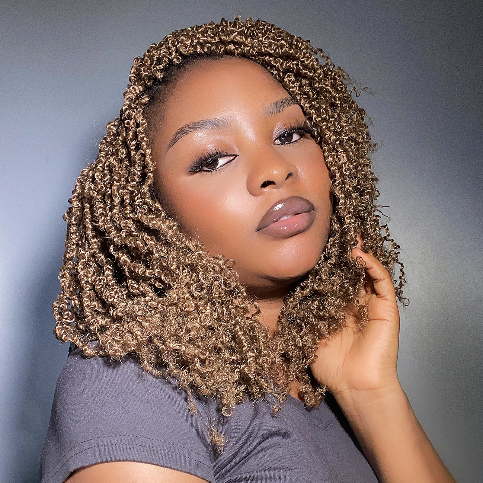 8 Packs YT | Toyotress® Yanky Twist Mix-color Yanky Twist Braiding Hair with Curls Fluffy Marlybob Crochet Hair Pre Twisted Short Passion Twist Crochet Braids Synthetic Hair Extensions for Women Toyotress