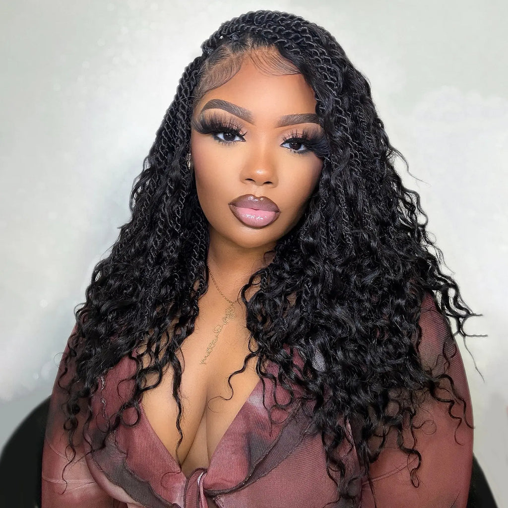 8 Packs | Toyotress® HBIT Boho Island Twist with Human Hair Curls Crochet Hair Senegalese Twist Pre Looped Braiding Hair With Human Hair Curly Ends Toyotress