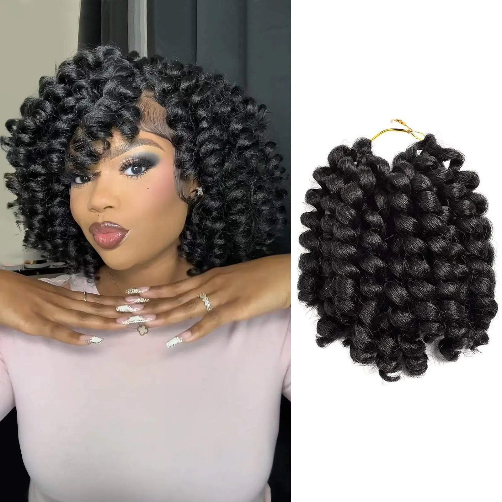 ( US ONLY) FAST SHIPPING WC | Toyotress® Wand Curl Crochet Hair - 6 Packs Jet Black Jamaican Bounce Crochet Hair, Short Bob Curly Crochet Braids Bouncy Curls Synthetic Braiding Hair Extensions Toyotress