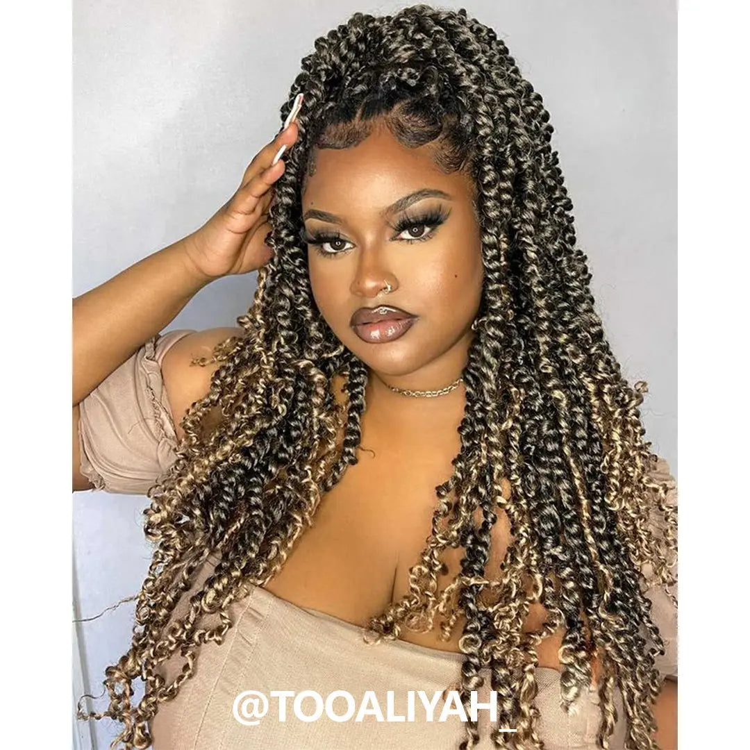 Toyotress Tiana Passion Twist Hair Pre-Twisted Pre-Looped Passion Twists Crochet Braids Made Of Bohemian Hair Synthetic Braiding Hair Extension