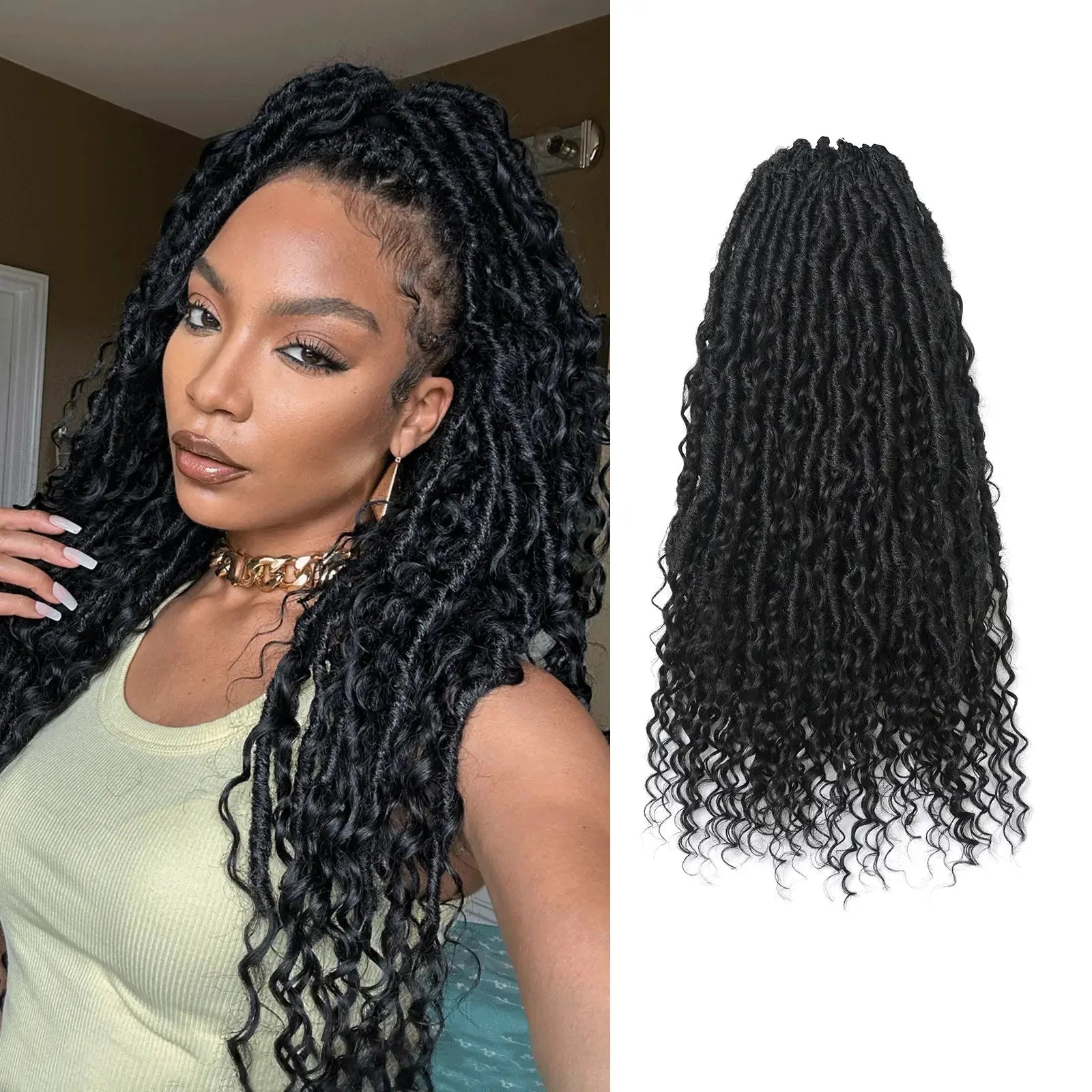 Toyotress Boho Locs With Human Hair Curls Pre Looped Goddess Boho Dreadlocks Curly Full Ends Hair Extensions