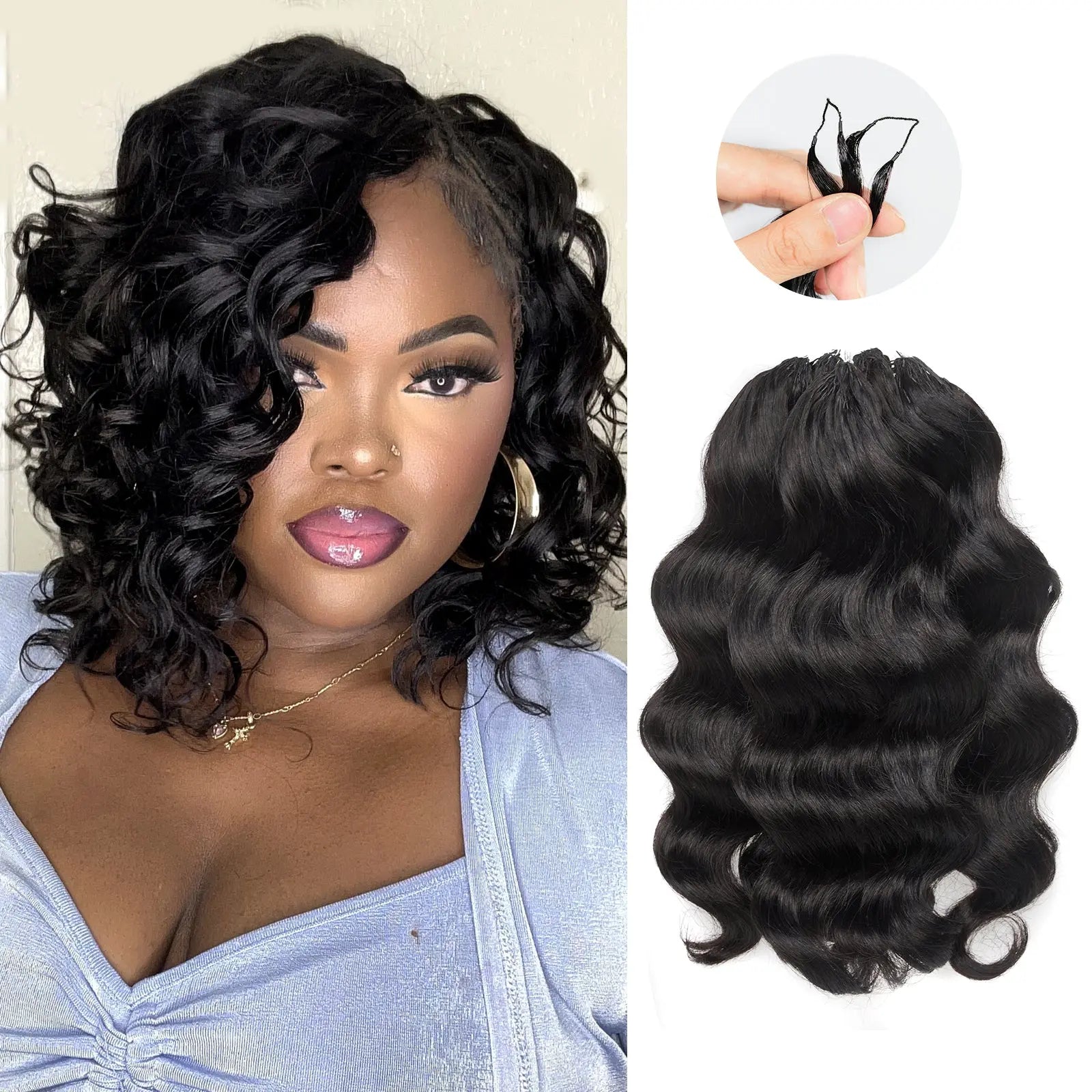 Toyotress® Human Crochet Hair Knotless Pre-Separated Human Hair Ocean Wave Crochet Hair Body Wave Extensions Toyotress