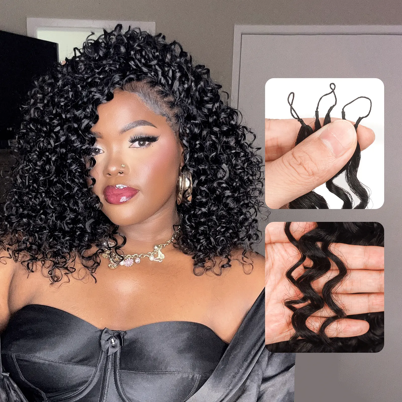 Toyotress® Knotless Pre-Separated Human Crochet Hair Kinky Curly Spring Curly Hair Extensions Human Hair Crochet Kinky Curly