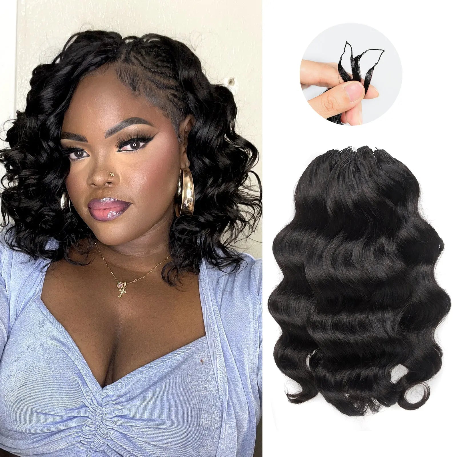 Toyotress® Human Crochet Hair Knotless Pre-Separated Human Hair Ocean Wave Crochet Hair Body Wave Extensions Toyotress