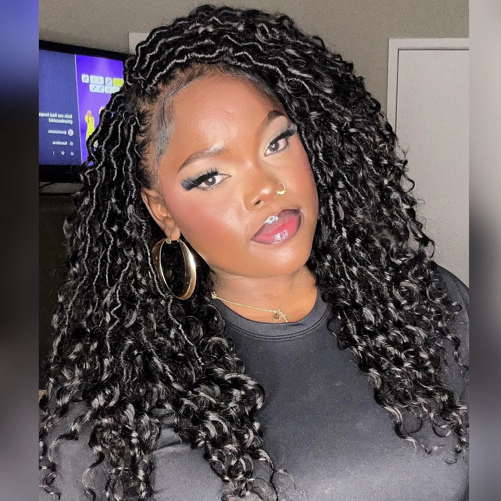 8 Packs HDBL  | Toyotress® 100% Boho Locs Human Hair Boho Faux Locs With Curls Pre-Looped Goddess Locs