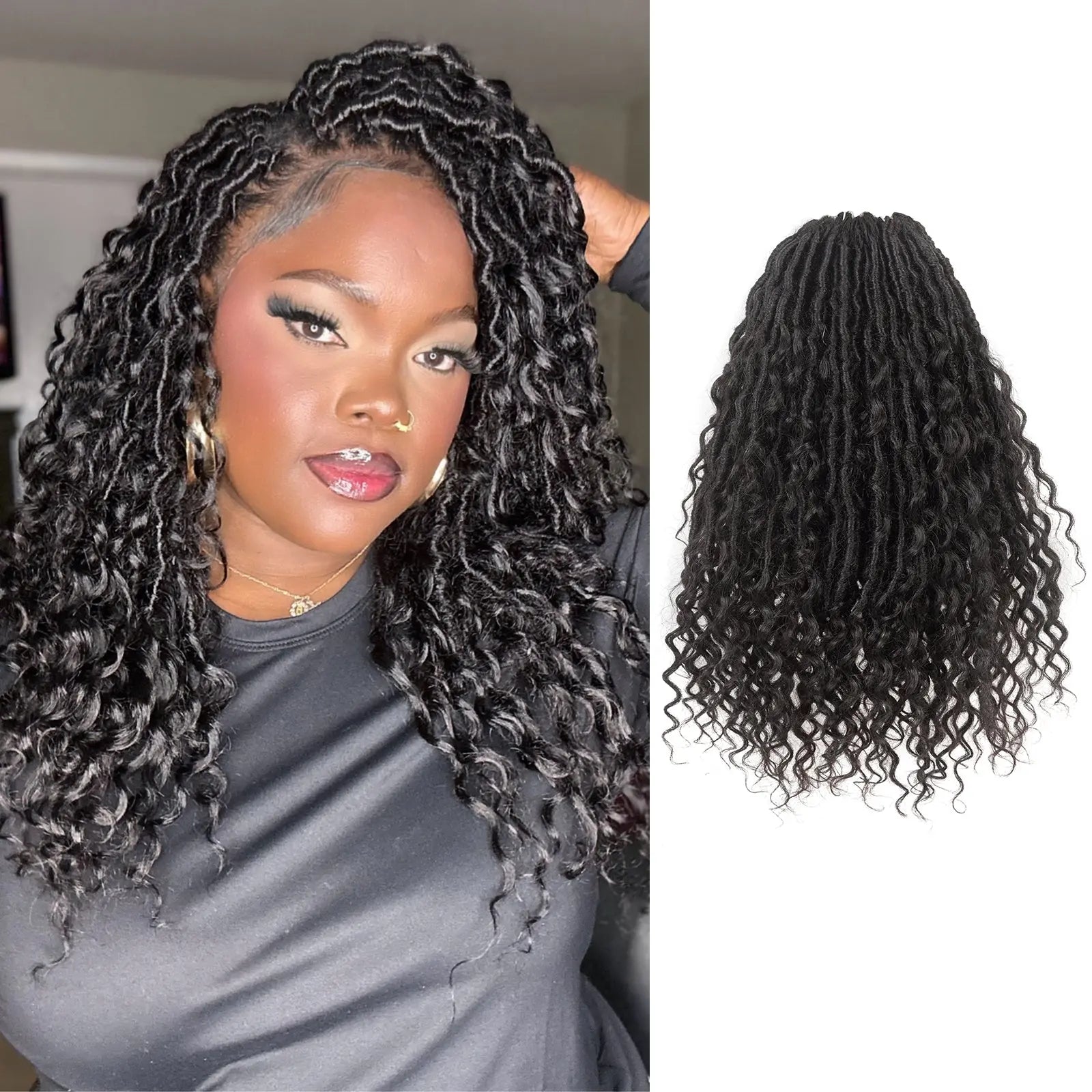 8 Packs HDBL  | Toyotress® 100% Boho Locs Human Hair Boho Faux Locs With Curls Pre-Looped Goddess Locs