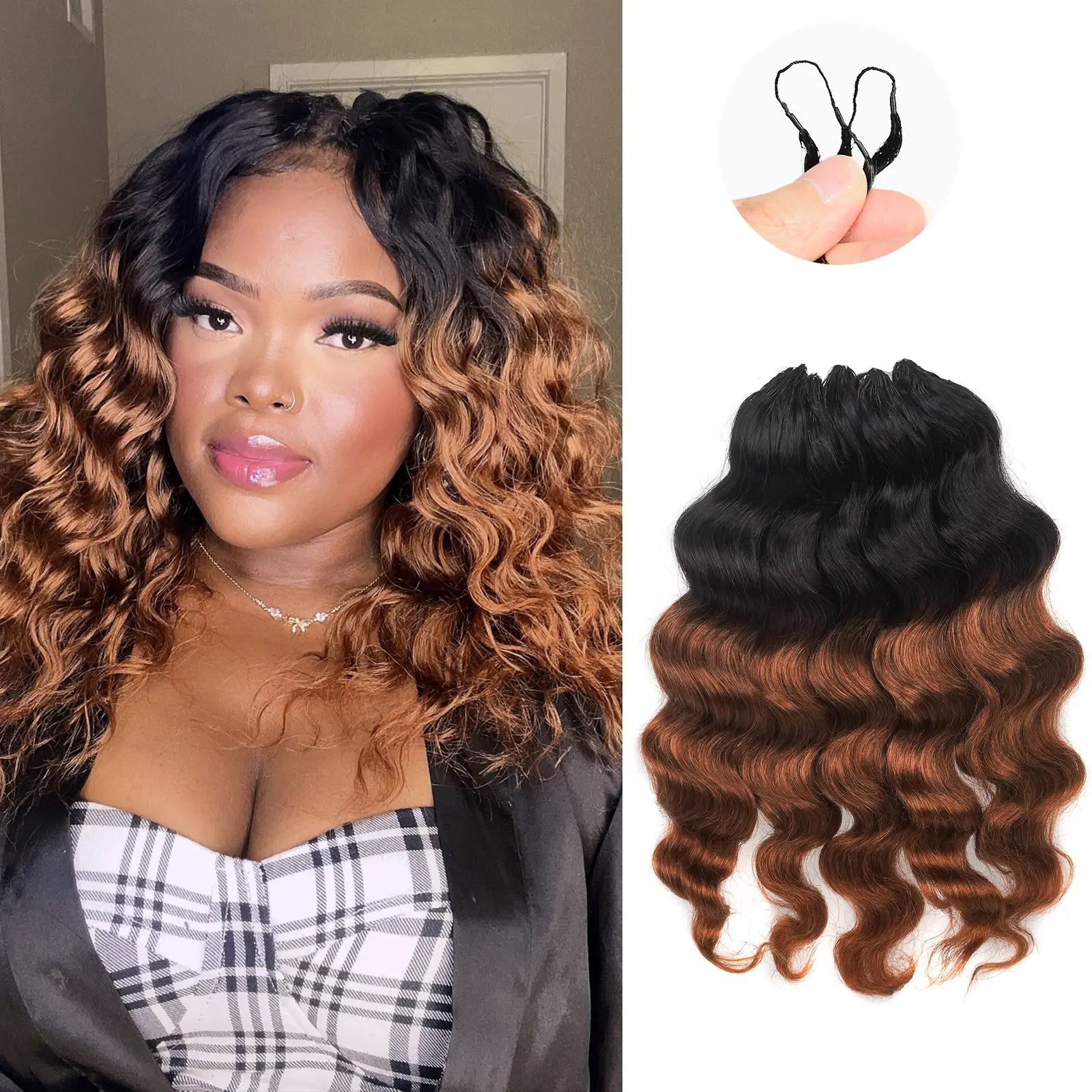 Toyotress® Human Crochet Hair Knotless Pre-Separated Human Hair Ocean Wave Crochet Hair Body Wave Extensions Toyotress
