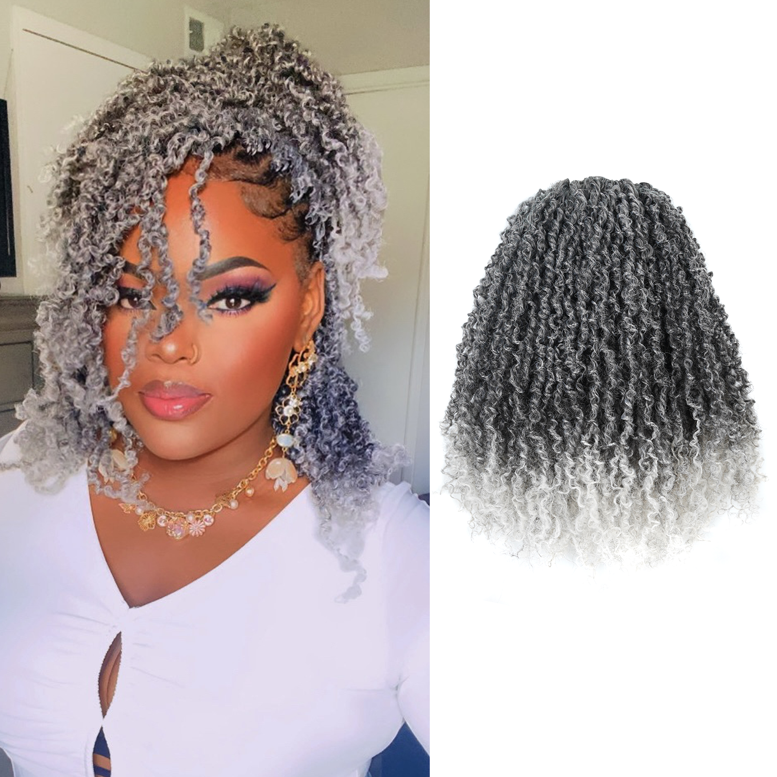 ( US ONLY) FAST SHIPPING YT | Toyotress Mini Passion Twist Yanky Twist Crochet Hair - 8 Packs (30 Strands/Pack) Pre-twisted Fluffy Spring Mini Twist Short Bob Passion Twist, Natural Black Pre-Looped Crochet Braids Braiding Hair