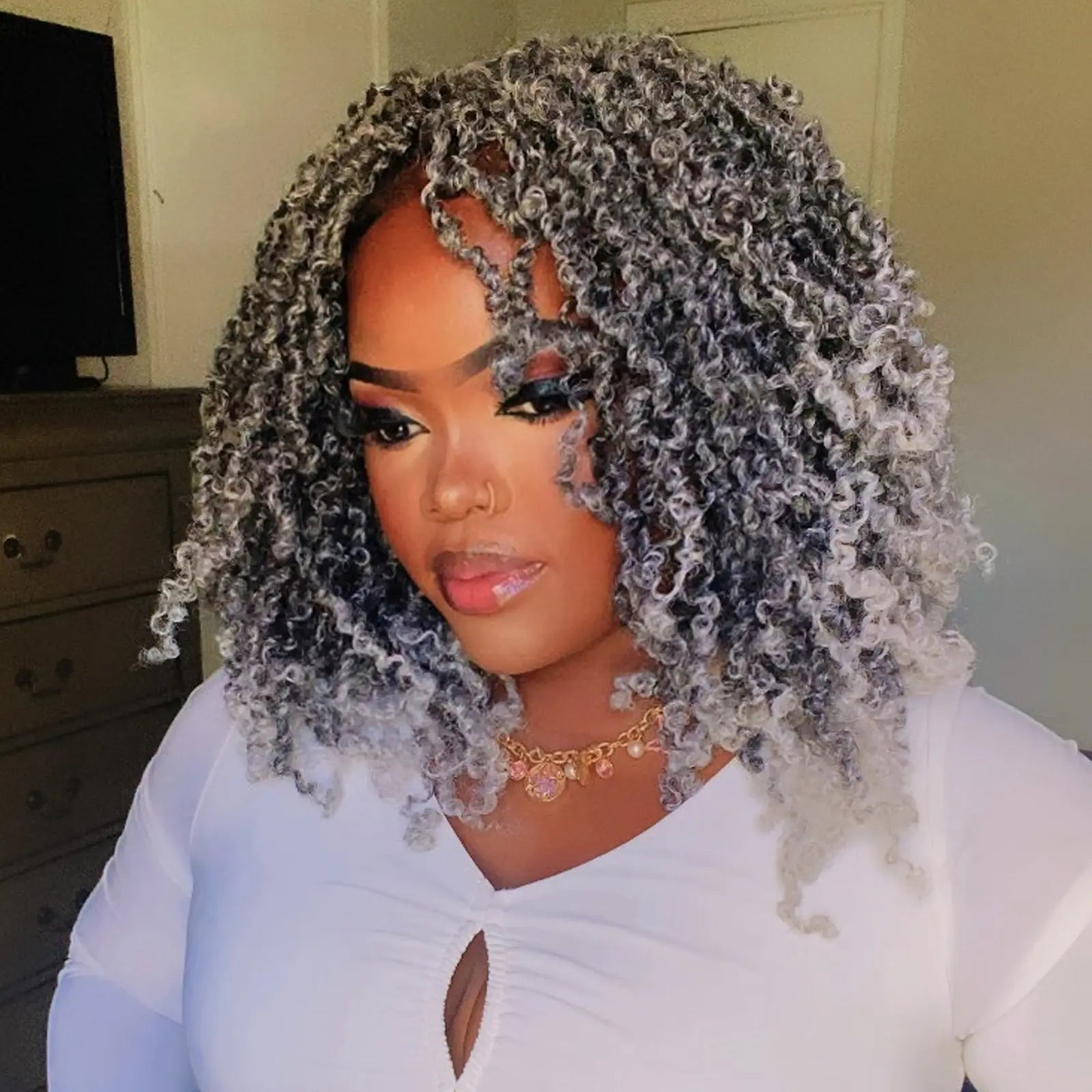 8 Packs YT Gray | Toyotress® Yanky Twist Crochet Hair Mini Passion Twist Short Passion Twist Pre Twisted Bob Twist Hair Extensions