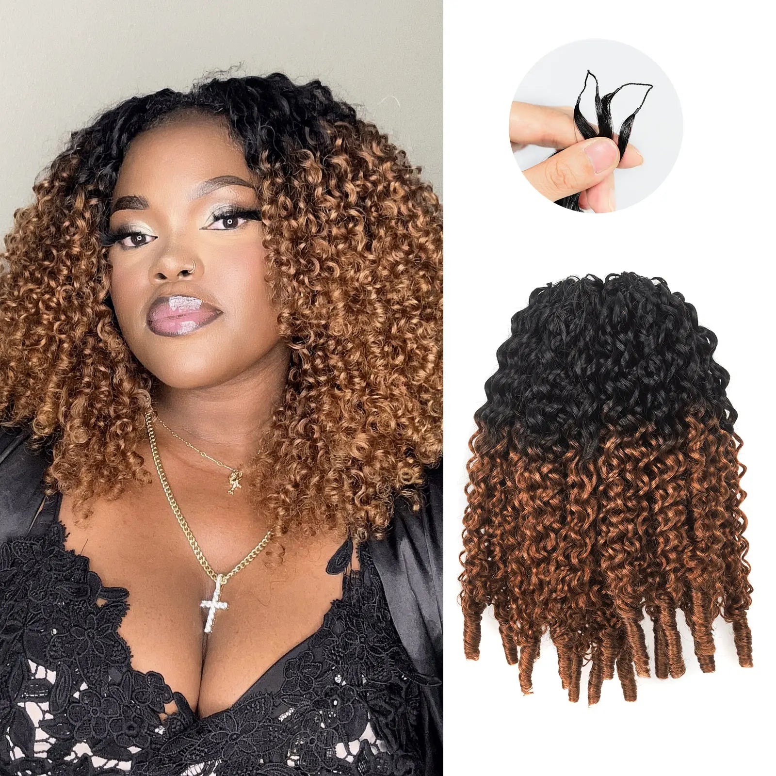 Toyotress® Human Crochet Hair Burmese Curly Hair Feather-Line Invisible Knotless Braiding Hair Extensions Toyotress