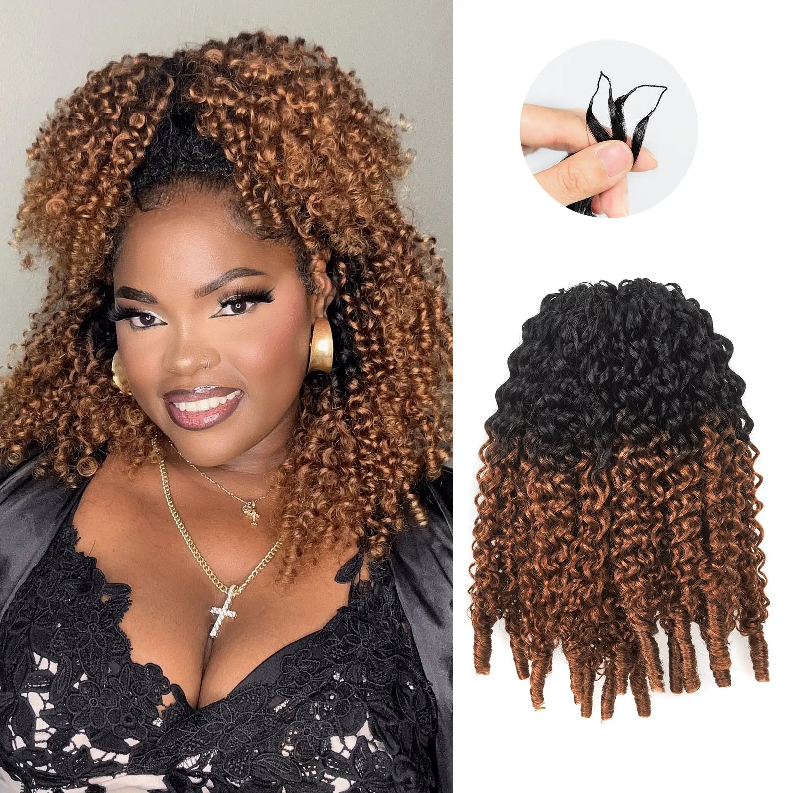 Toyotress® Human Crochet Hair Burmese Curly Hair Feather-Line Invisible Knotless Braiding Hair Extensions Toyotress