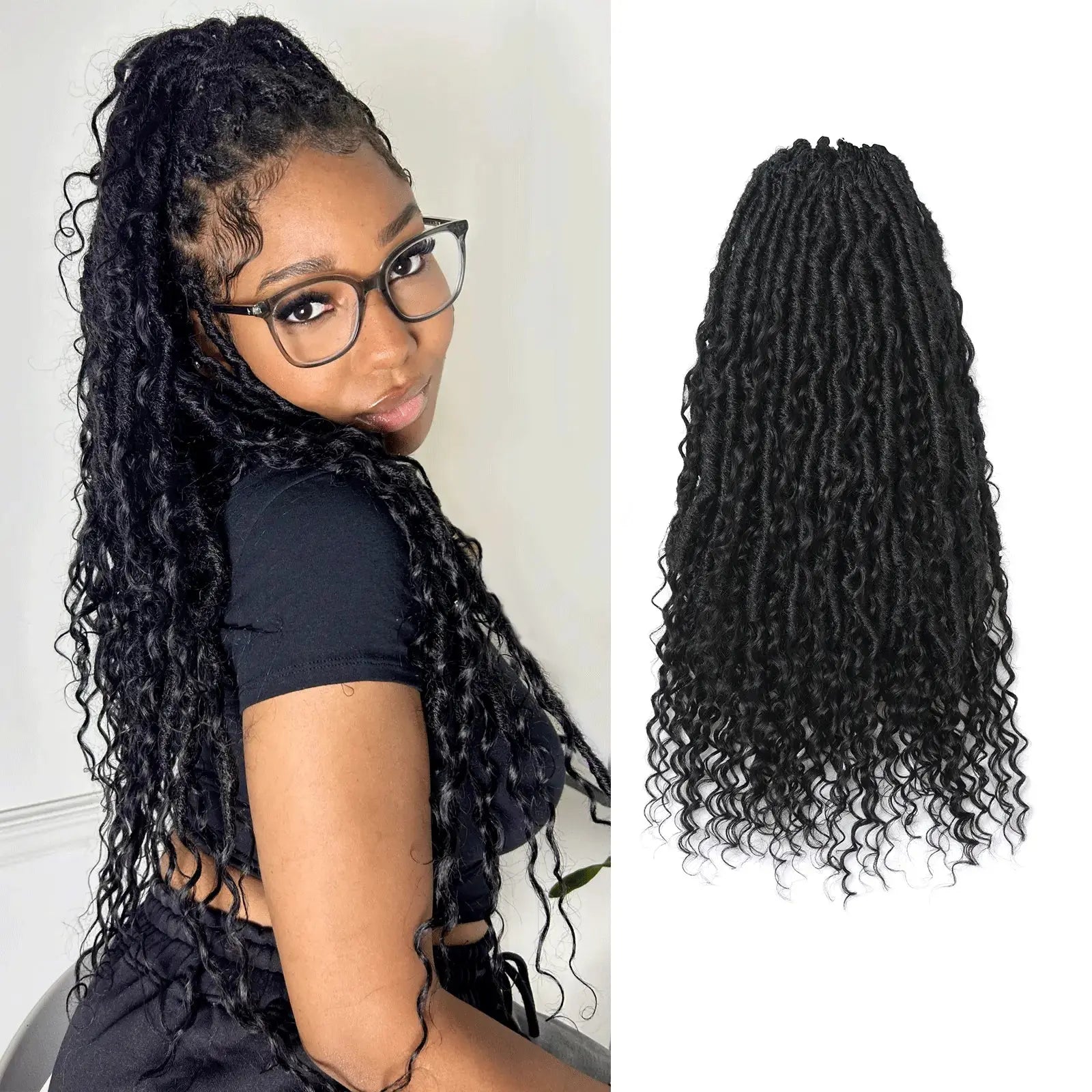 Toyotress Boho Locs With Human Hair Curls Pre Looped Goddess Boho Dreadlocks Curly Full Ends Hair Extensions
