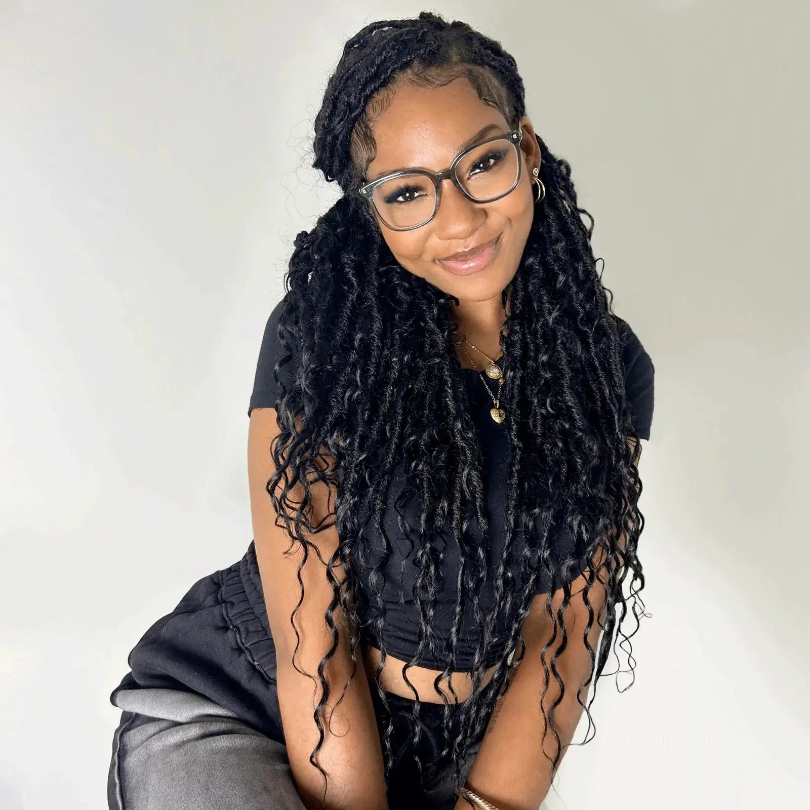 Toyotress Boho Locs With Human Hair Curls Pre Looped Goddess Boho Dreadlocks Curly Full Ends Hair Extensions