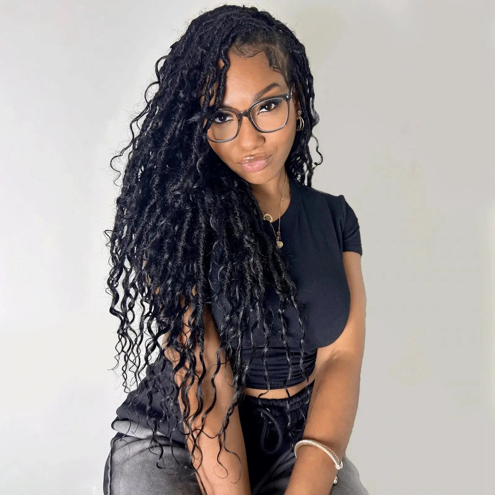 Toyotress Boho Locs With Human Hair Curls Pre Looped Goddess Boho Dreadlocks Curly Full Ends Hair Extensions