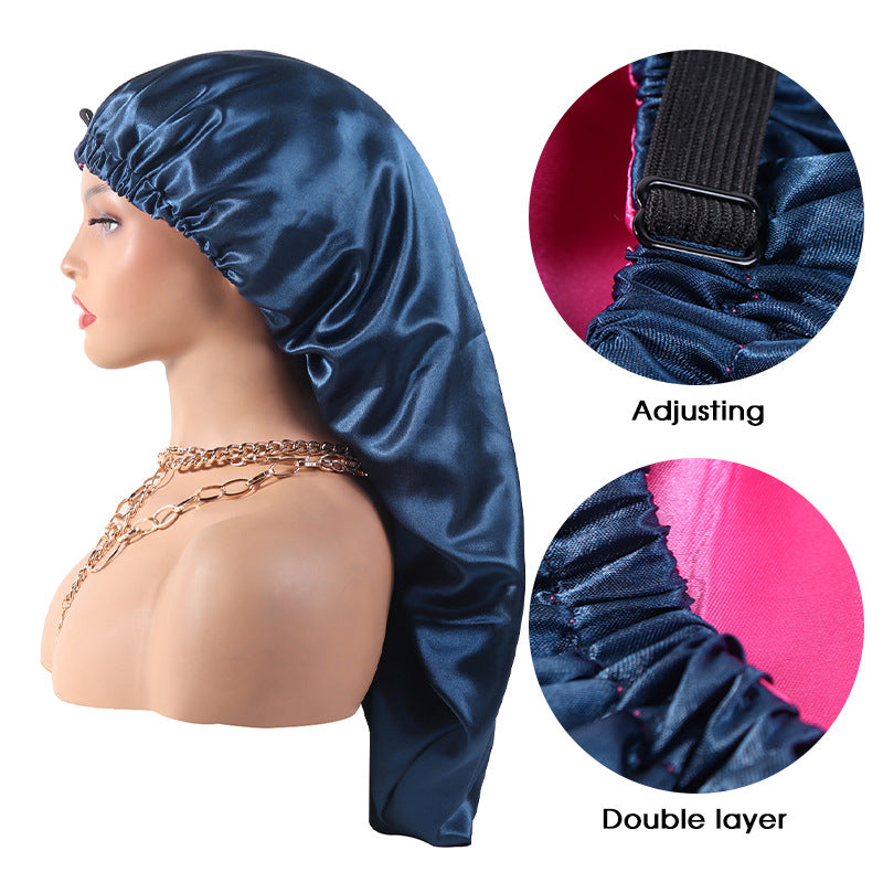 Solid Color Satin Soft Elastic Band Silky Long Bonnets