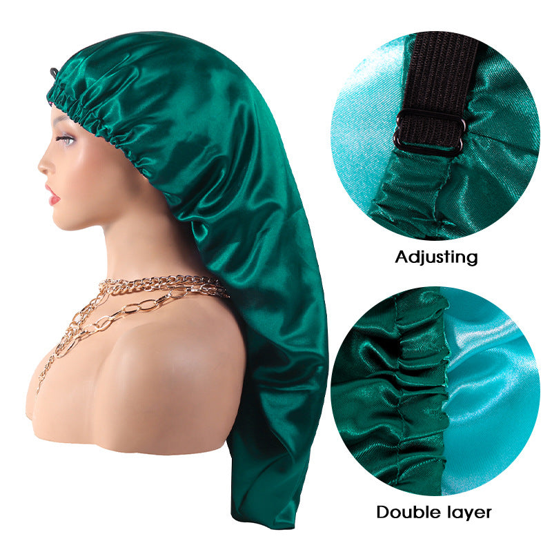 Solid Color Satin Soft Elastic Band Silky Long Bonnets