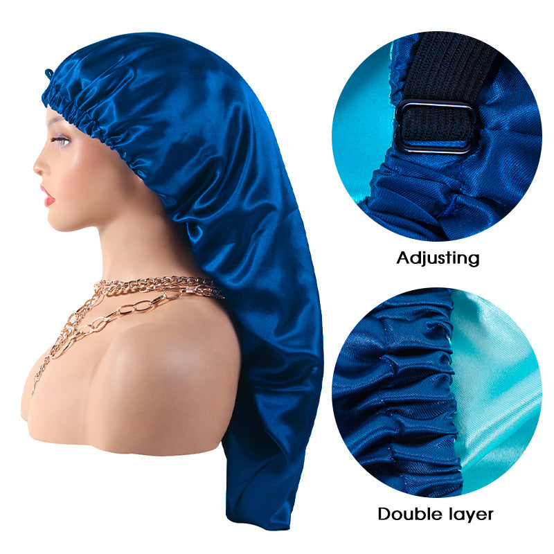 Solid Color Satin Soft Elastic Band Silky Long Bonnets