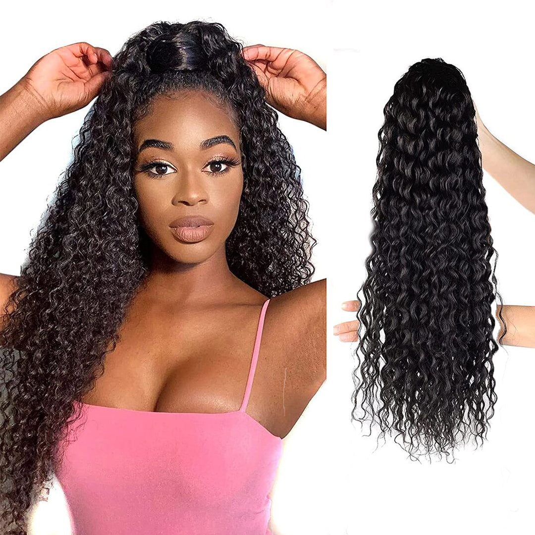 Toyotress 22 inches Long Corn Curly Wave Drawstring Ponytail Synthetic High Puff Ponytail Hair Pieces With Comb Clip Wavy Ponytail Clip Hair Extensions