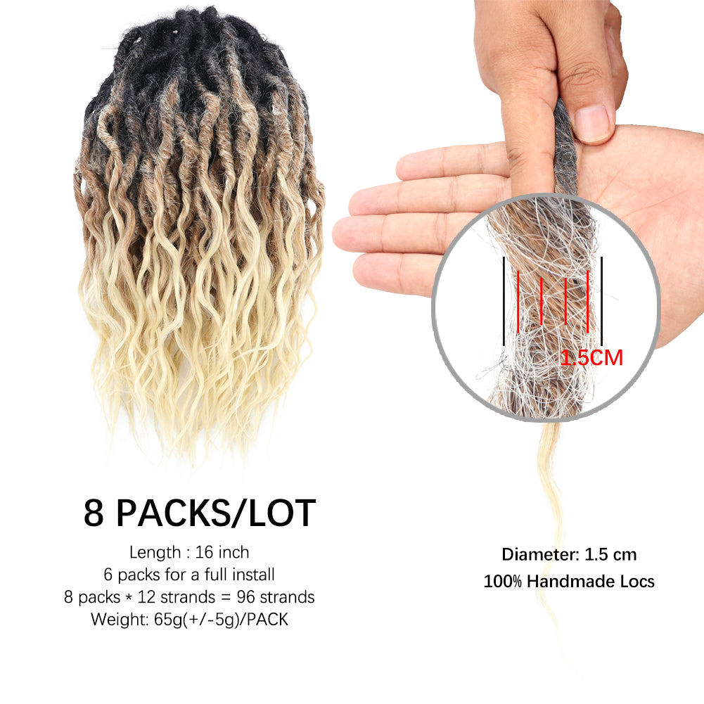 Toceana Wavy Locs Crochet Hair - Color OT27/613 (12 strands/pack) Pre-twisted Crochet Braids Pre-looped Goddess Faux Locs Synthetic Braiding Hair Extensions - Toyotress