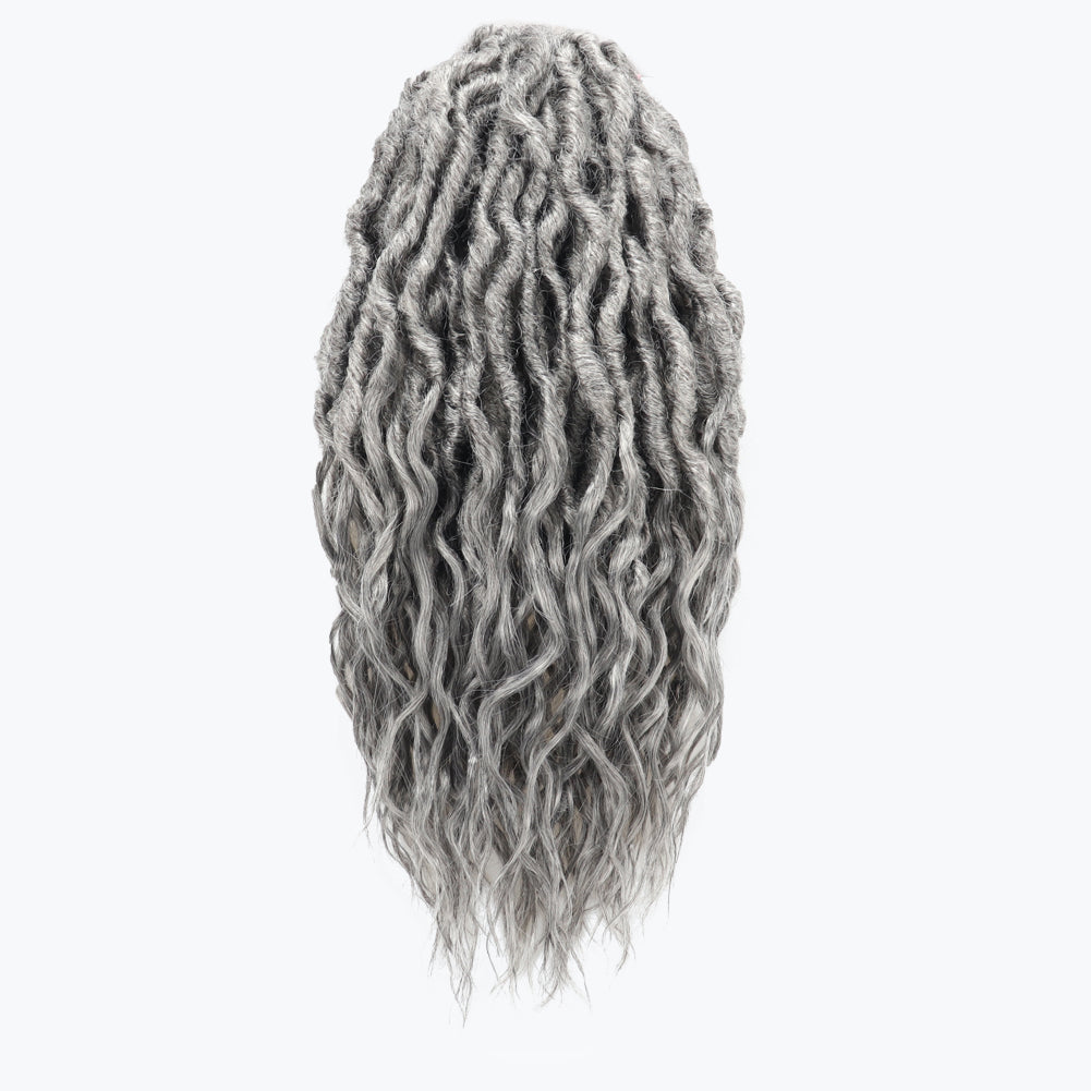 Toceana Wavy Locs Crochet Hair - Color Gray (12 strands/pack) Pre-twisted Crochet Braids Pre-looped Goddess Faux Locs Synthetic Braiding Hair Extensions - Toyotress