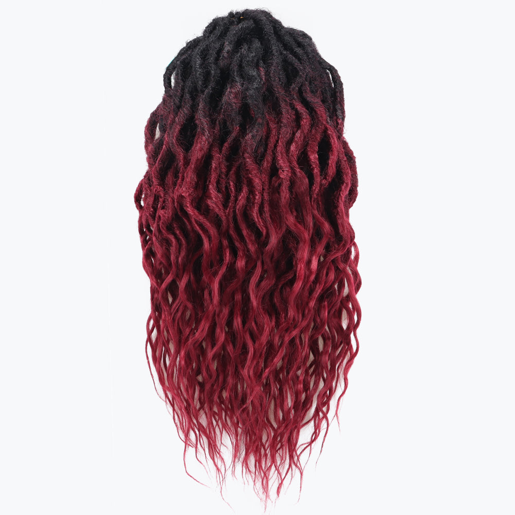 Toceana Wavy Locs Crochet Hair - Color OT-bug (12 strands/pack) Pre-twisted Crochet Braids Pre-looped Goddess Faux Locs Synthetic Braiding Hair Extensions - Toyotress