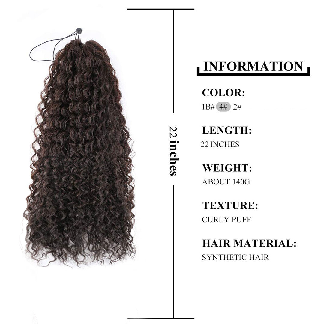 Toyotress 22 inches Long Corn Curly Wave Drawstring Ponytail Synthetic High Puff Ponytail Hair Pieces With Comb Clip Wavy Ponytail Clip Hair Extensions