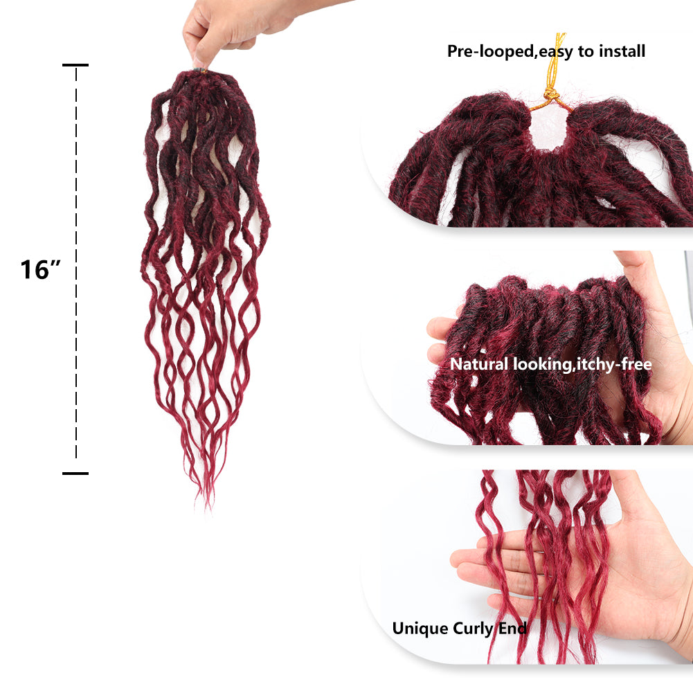 Toceana Wavy Locs Crochet Hair - Color T-bug (12 strands/pack) Pre-twisted Crochet Braids Pre-looped Goddess Faux Locs Synthetic Braiding Hair Extensions - Toyotress