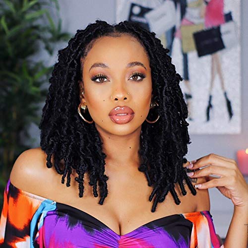 FAST SHIPPING 3-5 DAY DBL | Toyotress Butterfly Locs Crochet Hair - 8 inch 7Pcs Natural Black Pre-twisted Distressed Crochet Braids, Short Bob Faux Locs Pre-looped Synthetic Braiding Hair Extensions