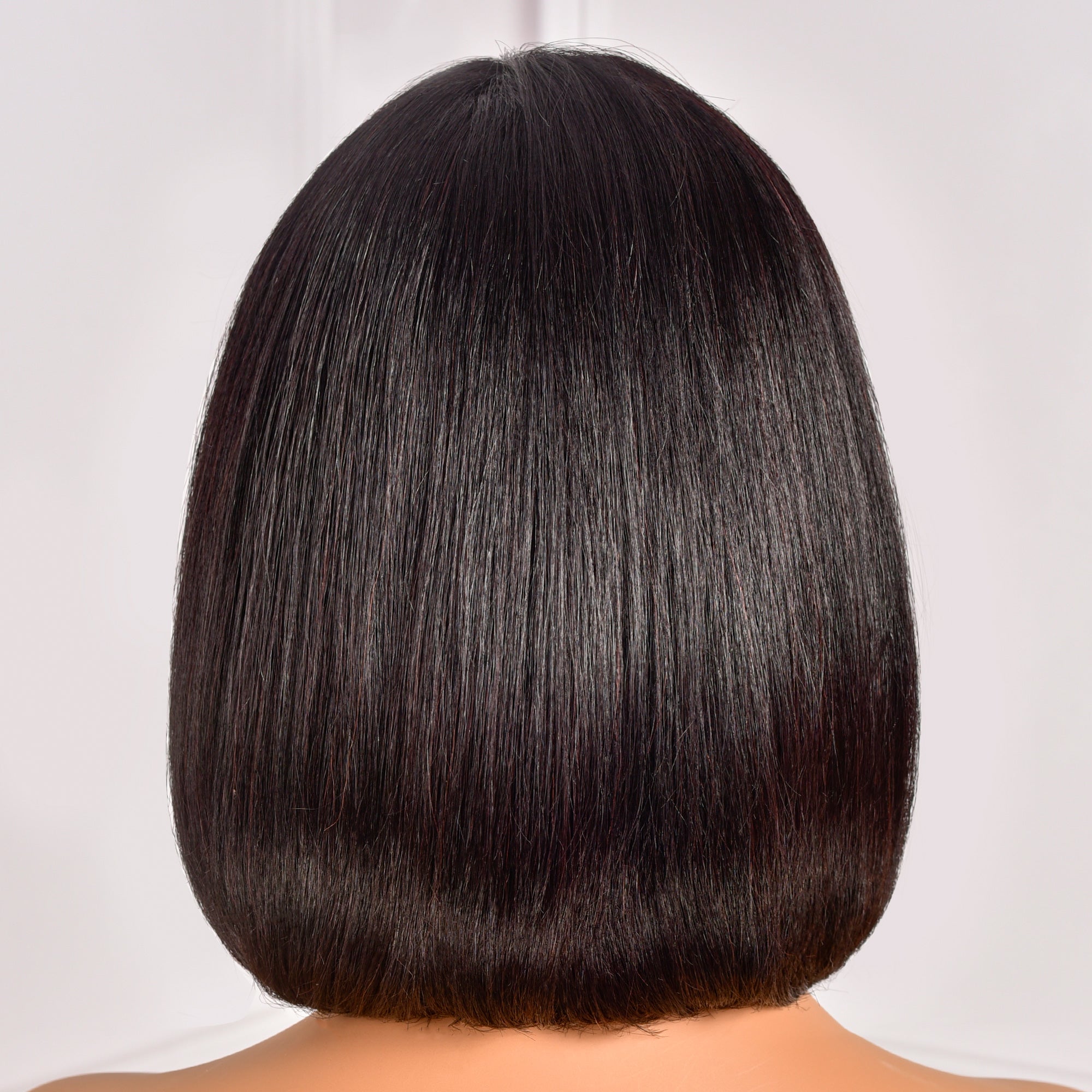 𝗖𝗮𝗽𝗿𝗶𝗰𝗼𝗿𝗻 | Toyotress U+ Human Hair Bob Wigs - 10 Inch Blunt Cut Short Black Bob Wigs With Bangs, Light Yaki Straight Realistic Look HD Invisible 13*4 T-Part long Lace Glueless 100% Brazilian Virgin Hair Wigs(LF0922H)