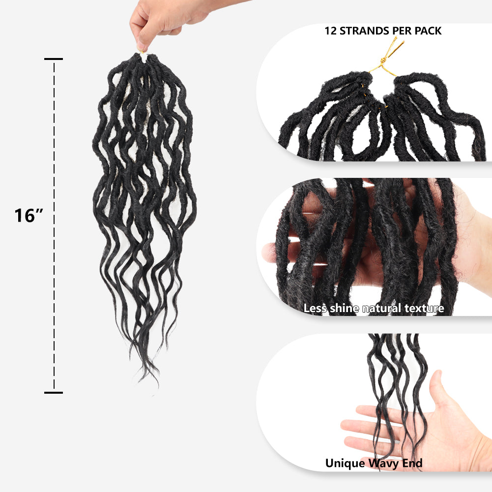 Toceana Wavy Locs Crochet Hair - (12 strands/pack) Pre-twisted Crochet Braids Pre-looped Goddess Faux Locs Synthetic Braiding Hair Extensions - Toyotress